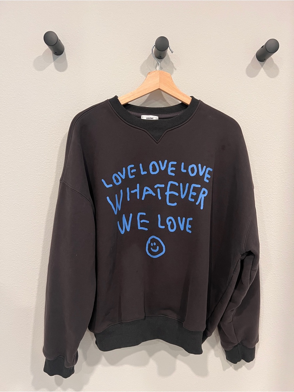 Graphic Crewneck Sweatshirt - Black with Blue Print